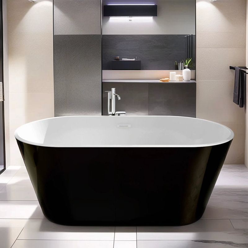 67.1'' x 31.2'' Freestanding Soaking Acrylic Bathtub
