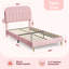 Structure de lit simple, base de lit tapissier avec tête de lit bibliothèque, sommier en velours, pieds de support en acier robuste, assemblage facile, silencieux, rose clair-1496596479-1496596474