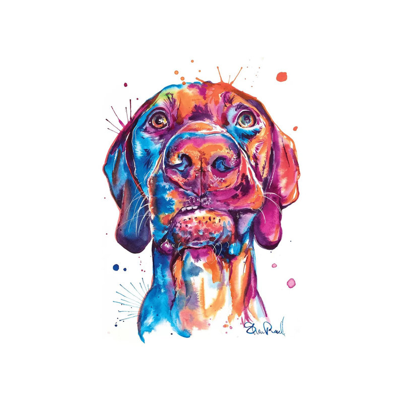 «Vizsla» par Shaunna Russell - reproduction d'art, H 26 po x l 18 po x 1,5 po, Toile tendue, Aucun mat