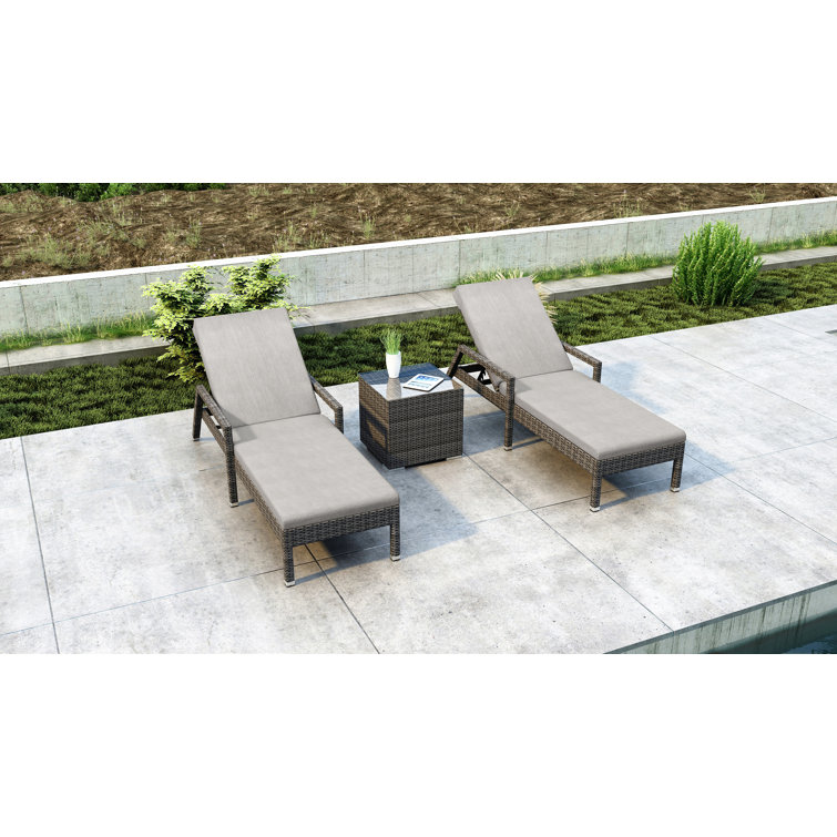 Ensemble de chaises longues Thornaby avec coussins et table