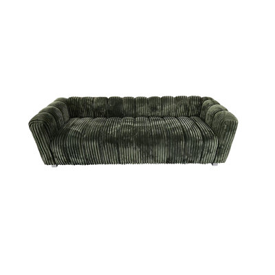Compact Two-Seater Sofa with Ottoman – Wooden Frame, Sponge Cushioning & Corduroy Fabric