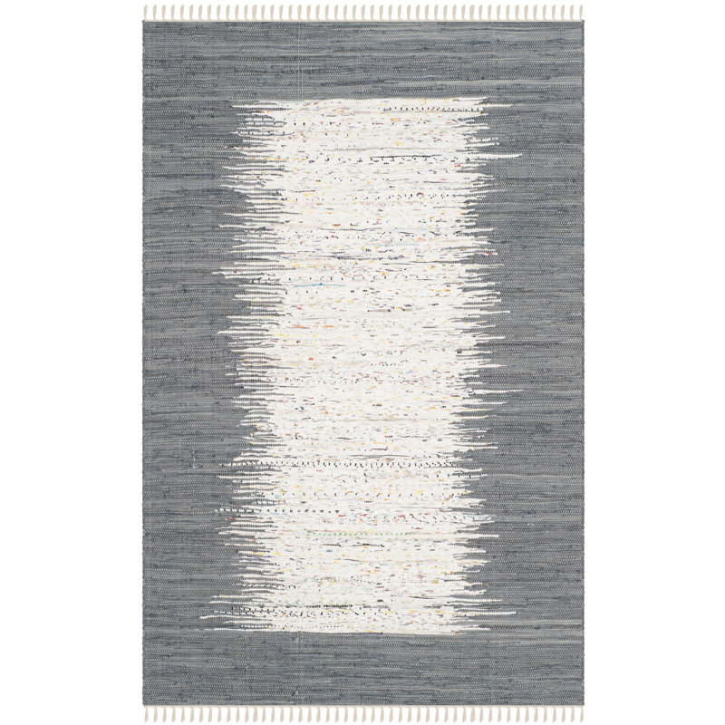 Annia Hand Woven Cotton Solid Color Rug, Rectangle 5' x 8'