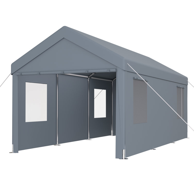 Carport 12' X 20' Portable Garage, Heavy Duty Car Port Canopy, Gray
