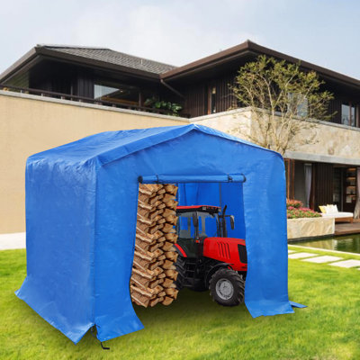 Abri de rangement extérieur 8 pi. X 8,00 pi, abri en polyéthylène avec porte enroulable pour équipement de jardin