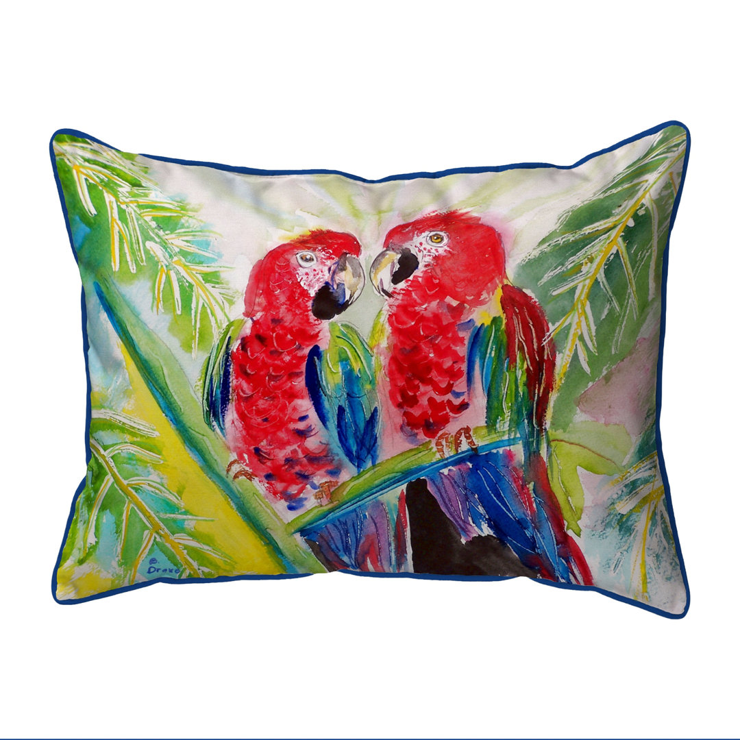 Two Parrots Indoor/Outdoor Lumbar Pillow Betsy Drake Interiors 