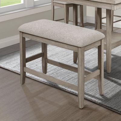Farmhouse Style 1Pc Counter Height Bench Footrest Upholstered Seat Wooden Furniture