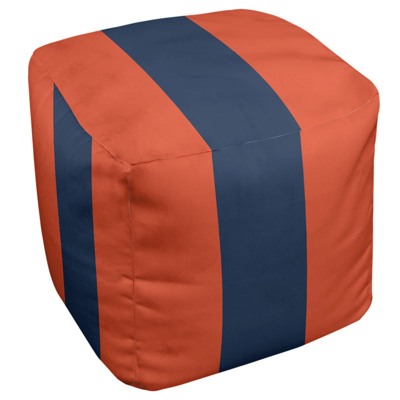 Repose-pieds cube à rayures illinois, Orange / bleu marine / orange