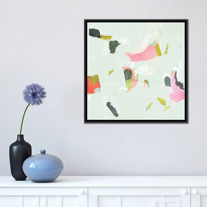 «Olive Scatter II», impression sur toile tendue, H 18 po x l 18 po x P 1,5 po, Toile encadrée noire, Pas de tapis