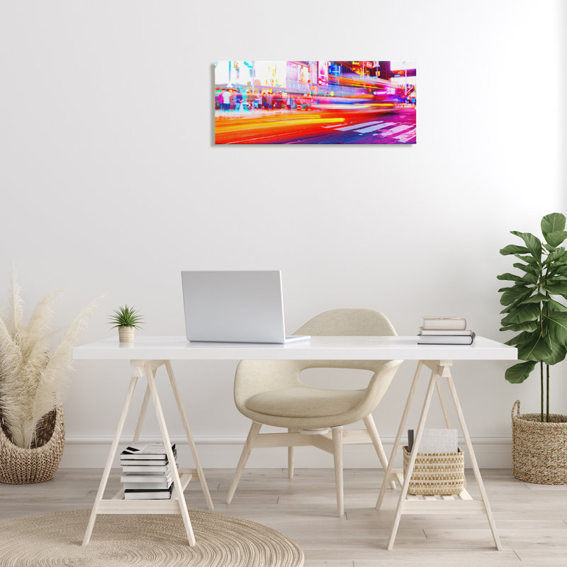 «Light Streaked Cityscape», art mural sur toile par Susan Bryant, H 13 po x l 30 po