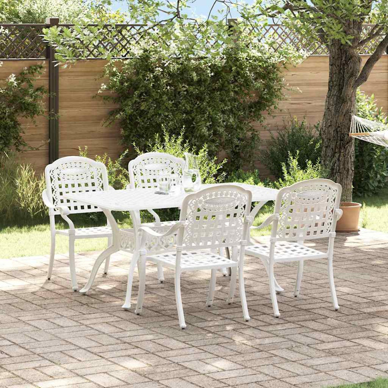 4 - Person Patio Dining Set Rectangular Table, White