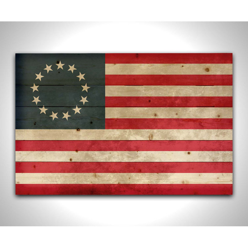 «Betsy Ross Flag» sur bois, H 20 po x l 30 po