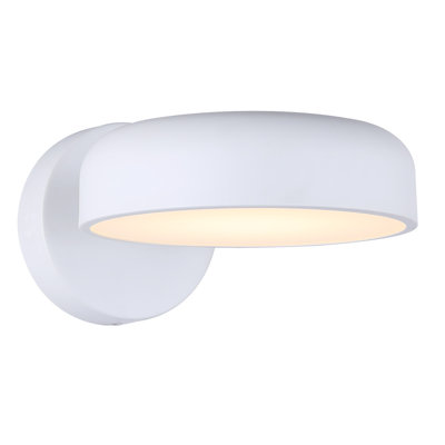 Kuniza 8 In. 1 Light White Integrated LED Wall Light With White Metal Shade