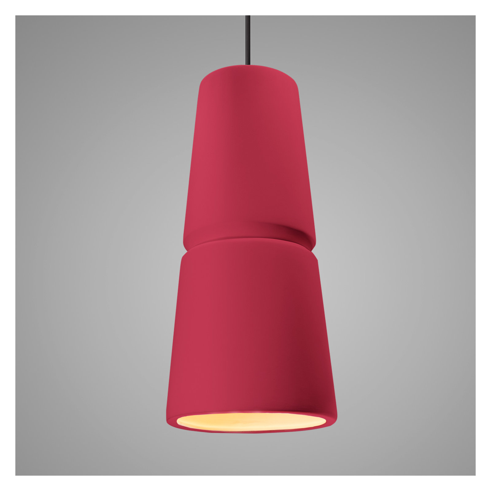 Logan 1 - Light Single Cone Pendant, Cerise, Antique Brass, 18" H x 8" W x 8" D