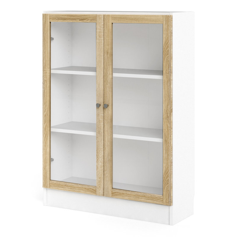Display Cabinet, White/Oak Wood