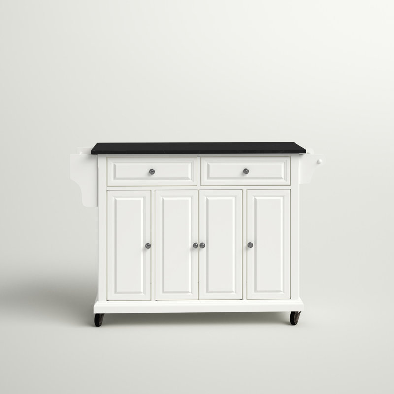 Royce Granite Top Kitchen Island, White