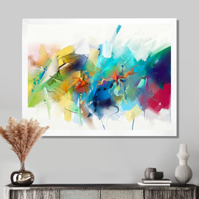 Art abstrait sur toile, reproduction d'art moderne turquoise - Histoire turquoise avec touches