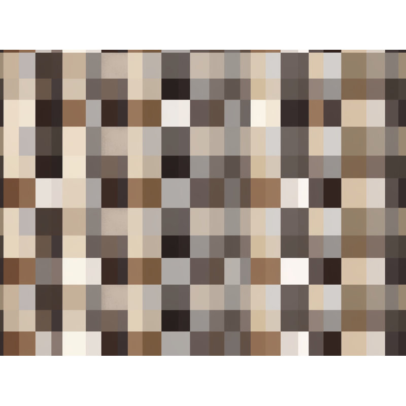 Machine Printed Comforter, Queen Comforter, Brown/Silver Checkered