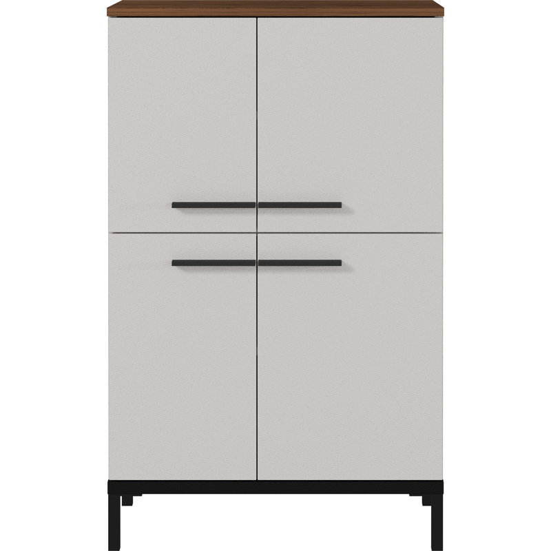 Yonkers  Plastic Free-Standing Bathroom Cabinet, Walnut / Cashemere