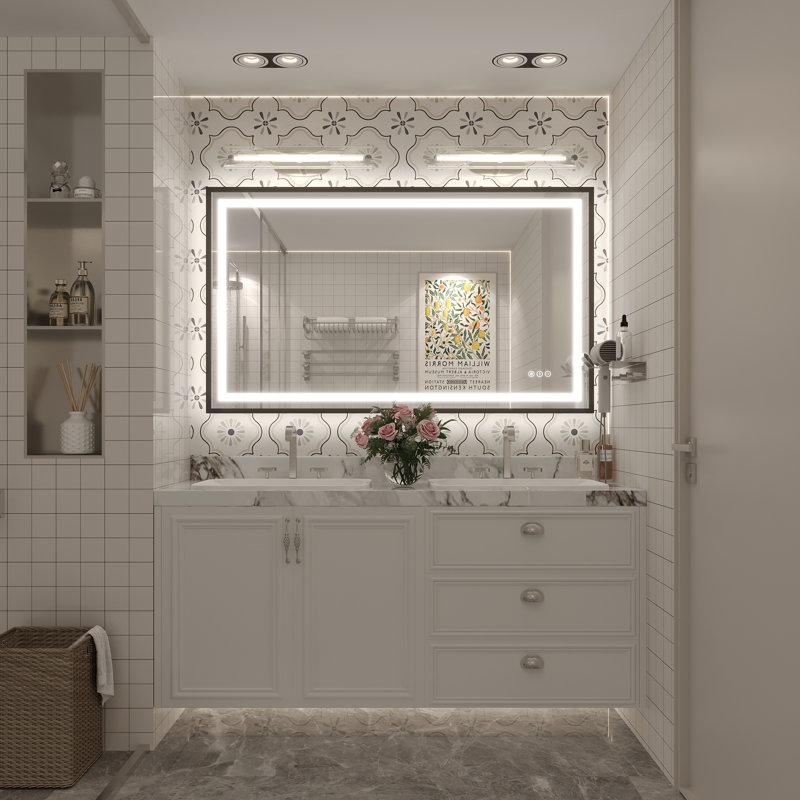 Miroir de salle de bain / meuble-lavabo mural Molly, 48 po x 28 po, Noir