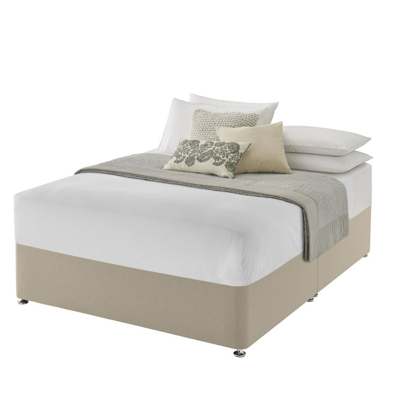 Silentnight upholstered premium Divan bed - base only, No Drawer, Single (3'), Sand