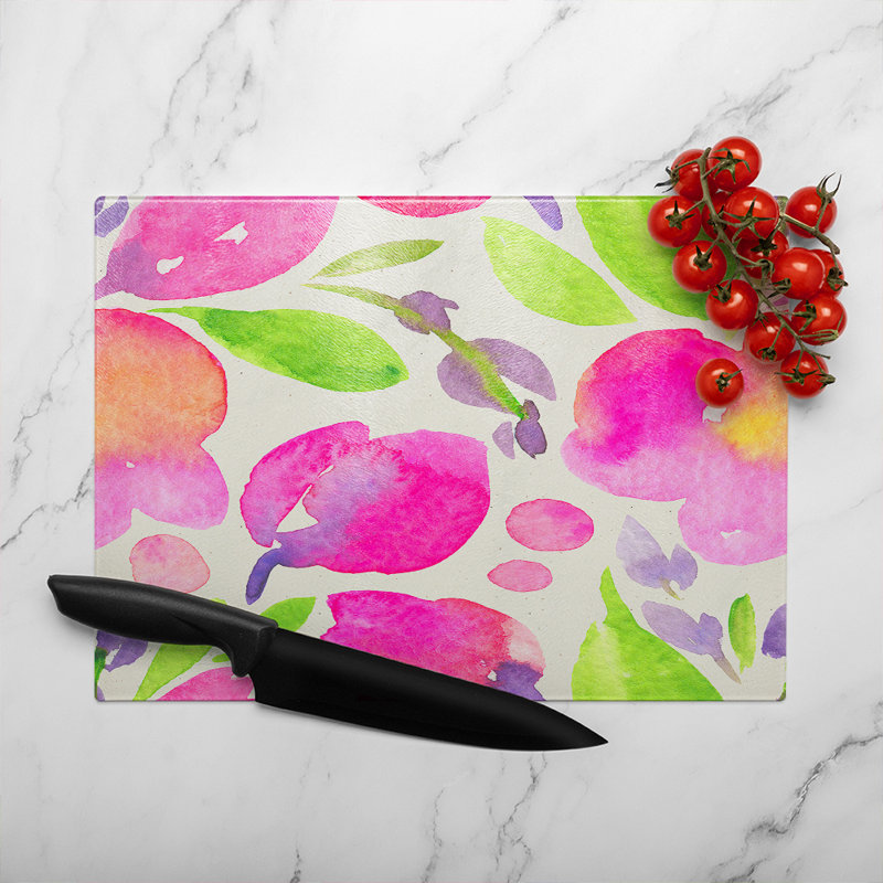 Botanical Glass Chopping Board, 40cm L x 28cm W