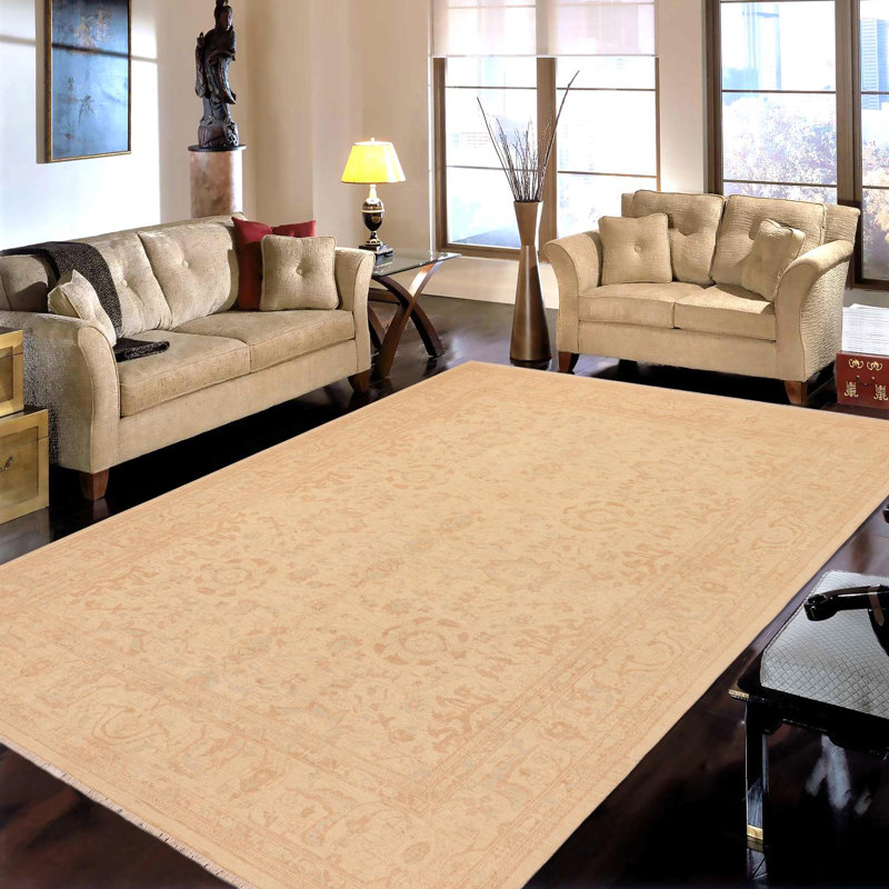Tapis beige oriental en laine noué à la main 8 pi 2 po x 10 po Oriental