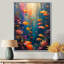 Bleu, orange, corail, poisson marin, vie II - corail, art mural, salon-697880771-697880774