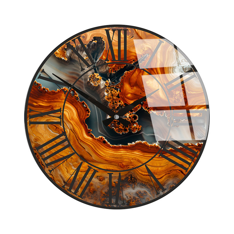 Horloge murale élégante en verre, 15,7 pouces de diamètre | 100% verre avec une épaisseur de 0,16 pouce | Design moderne pour le salon, le bureau et la décoration intérieure | Horloge élégante pour tout mur