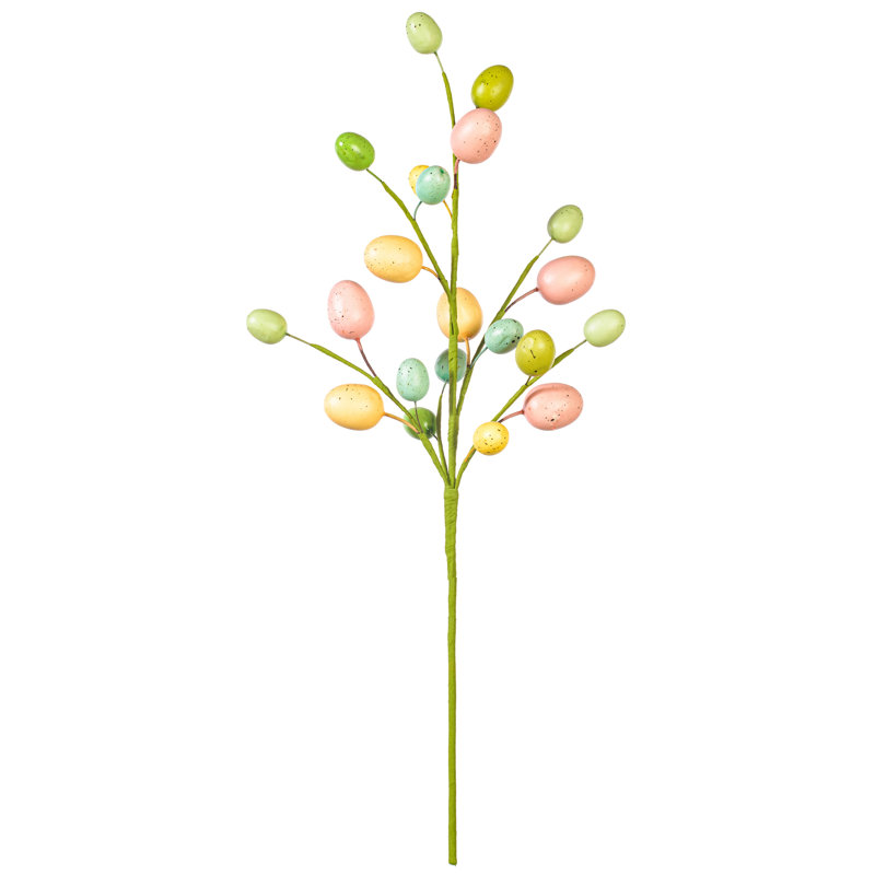 Vickerman 24" Artificial Pastel Easter Egg Spray 2/Bag. Features six pastel Easter eggs on a wired stem.