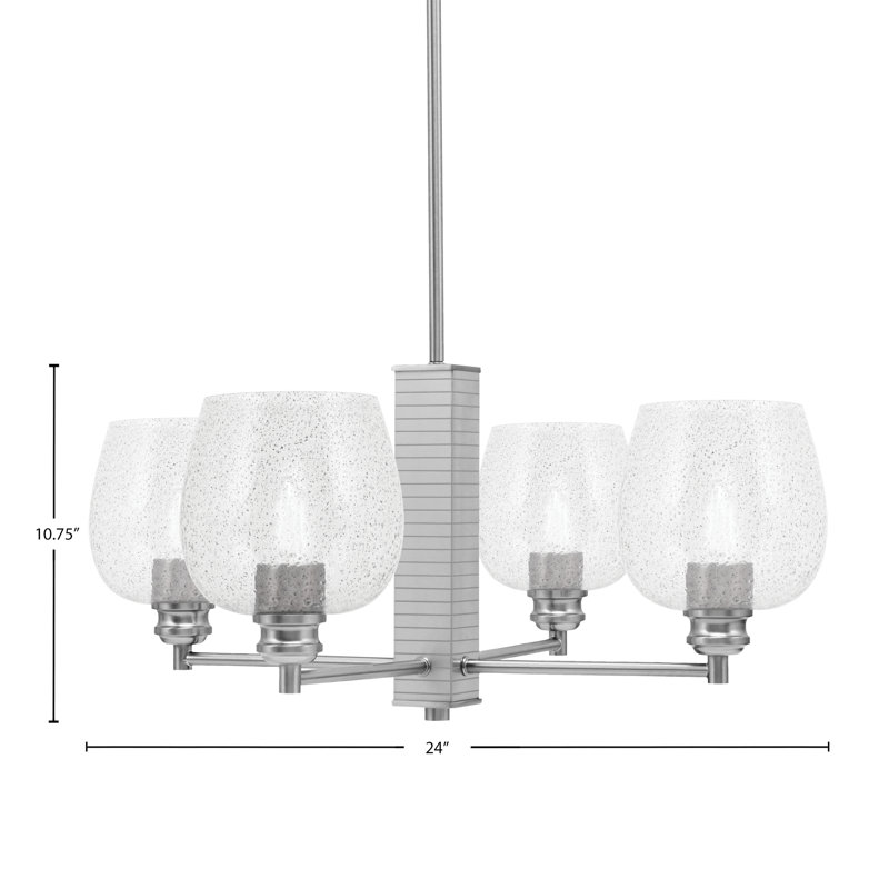 Lustre 4 lumières Edge avec verre à bulles 6 po Edge, Fumée, Nickel brossé