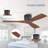 48 Inch 3 Carved Solid Wood Blades Flush Mount Ceiling Fan 6-Speed Noiseless Reversible DC Motor With Remote, Black and Walnut-97125380-97125400