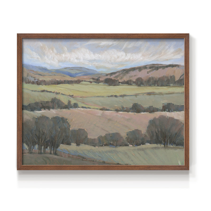 Hilly Countryside I -Framed Print - Restickable, 22" H x 28" W, Walnut