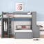 Lit mezzanine double avec lit simple autoportant, tablettes, bureau et garde-robe-353633812-353633814