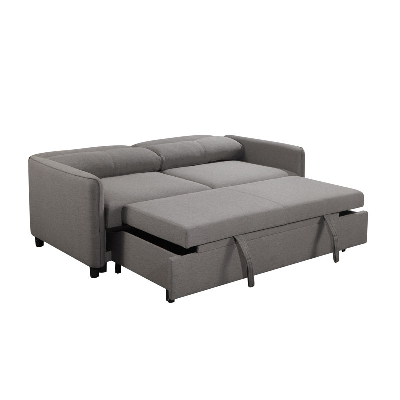 Canapé-lit à accoudoirs carrés 74,75 po Savione, Polyester gris