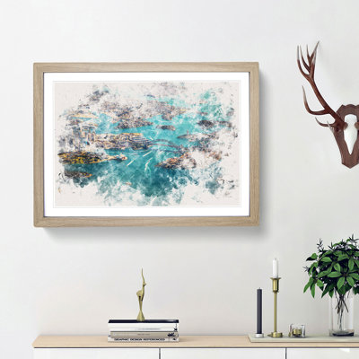 Birds Eye View of Sydney Australia Watercolour 1 Piece Single Picture Frame Wall Art on MDF