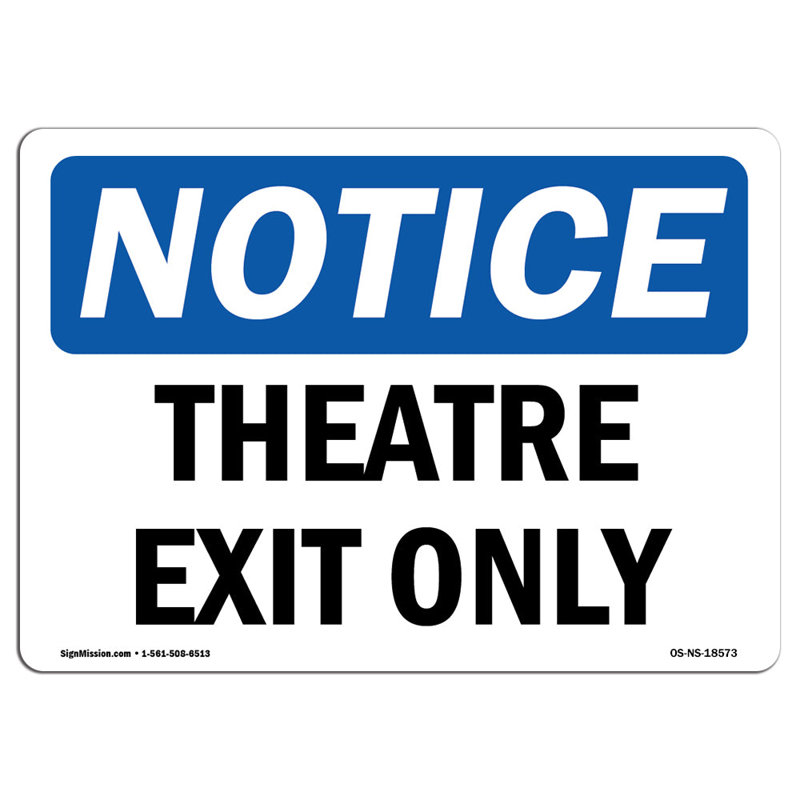 Enseigne de sortie de théâtre en aluminium 18 x 24