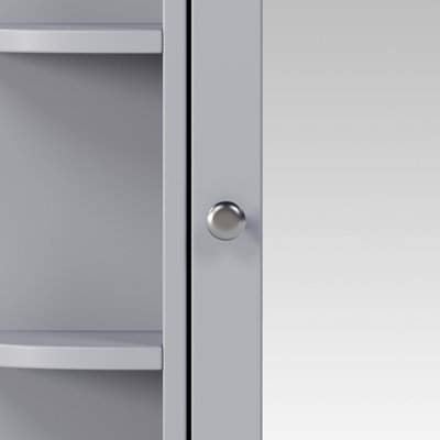Bathroom Wall Storage Cabinet with Mirror, Medicine Cabinet with Adjustable Wood Shelf & Doors, Mounted Storage Cabinets with 6 Open Shelves
