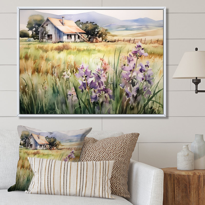 " Lavender Countryside Meadows ", Natural Floater Framed, 34" H x 44" W x 1.5" D
