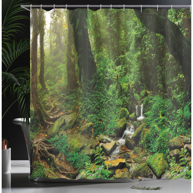 Shower Curtain with Hooks Included, 70"H x 69"W