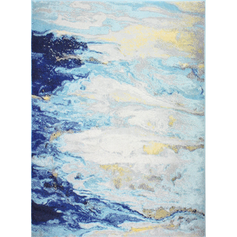 Multicolor Abstract Synthetic Washable 4' x 6' Rug