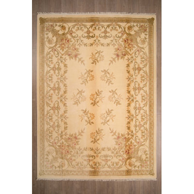 Tapis beige en laine noué à la main Guimauve