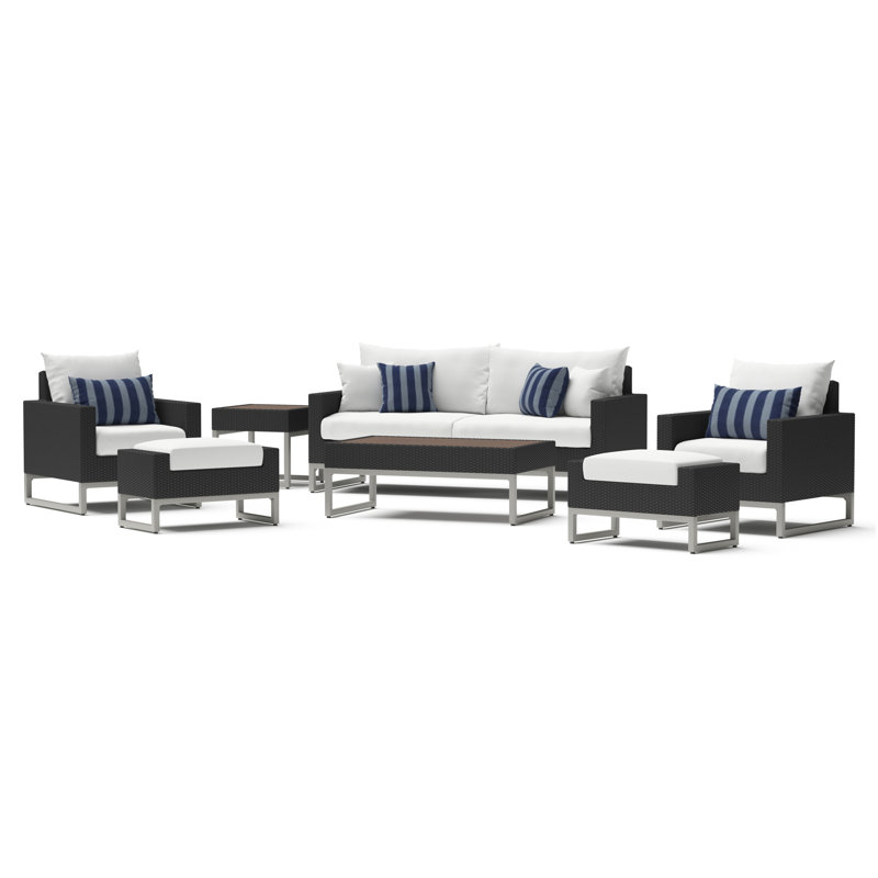 Ensemble de conversation en rotin avec coussins Sunbrella, Toile spa Sunbrella®, Brun