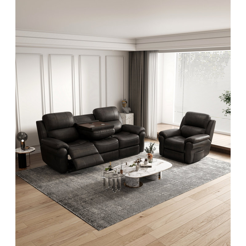 Latitude Run® Breathable Fabric Power Reclining Sofa With Drop Down ...
