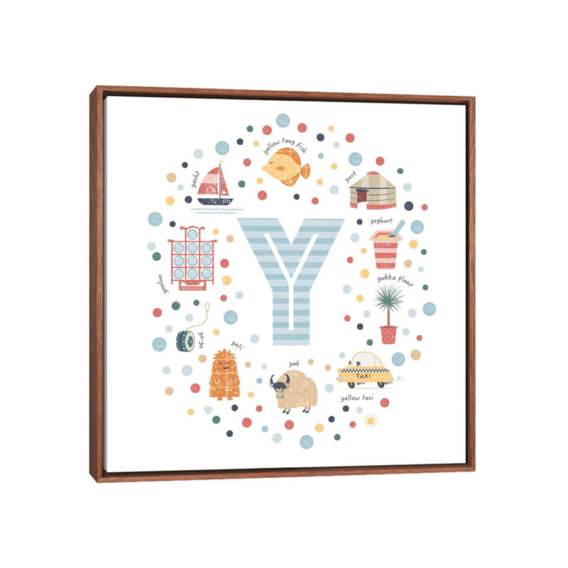 Lettre Y - reproduction d'impression, H 37 po x l 37 po x P 1,5 po, Toile avec cadre brun, Pas de tapis