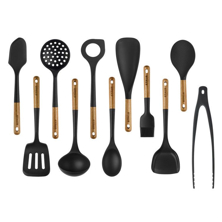Staub Silicone with Wood Handle 11 Piece Cooking Utensil Set