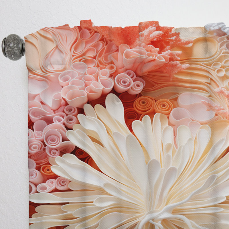 Iyanna Pink And White Coastal Coral Collage IV - Nautical Curtain - Velvet Room Darkening - 1 panel, 52" W x 108" L