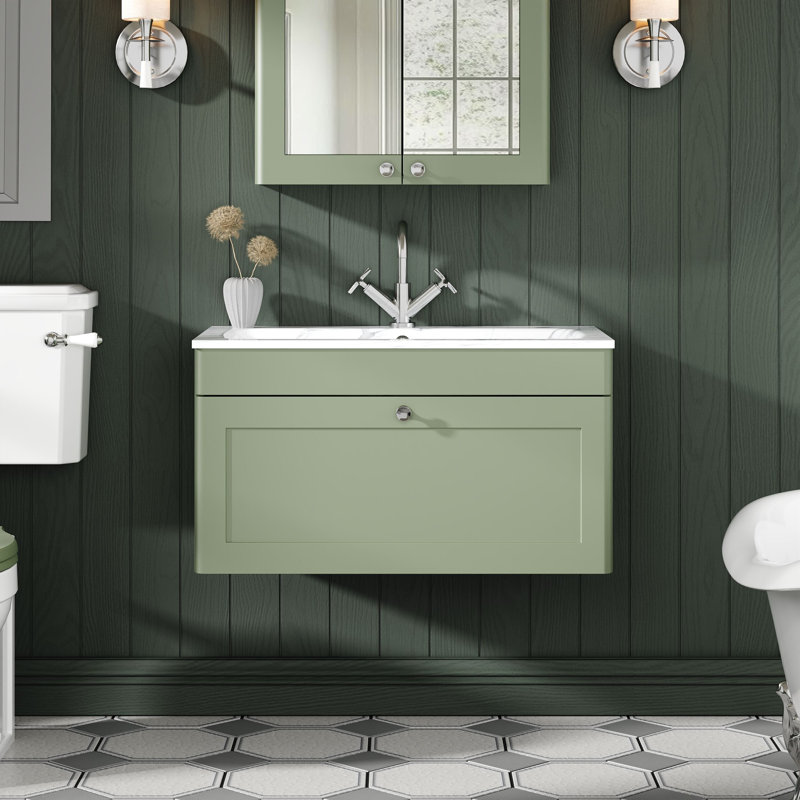 Classique Bathroom Vanity, Satin Green, 80.5 cm W