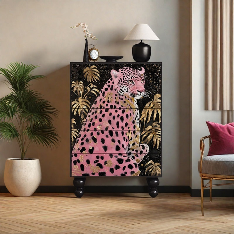 Armoire de rangement en pin massif avec tiroirs multiples