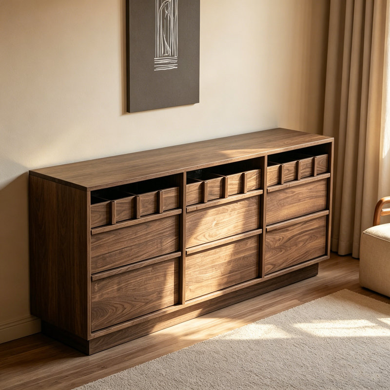Solid Wood Multi-Drawer Sideboard, 28.74" H x 70.87" W x 15.75" D