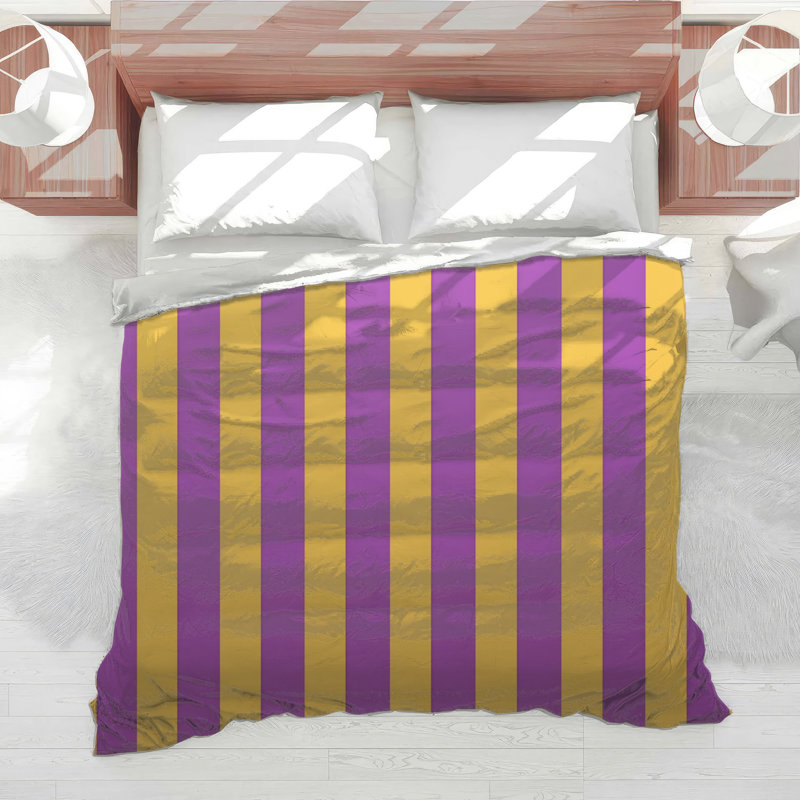 Purple Yellow Stripes Comforter, Queen